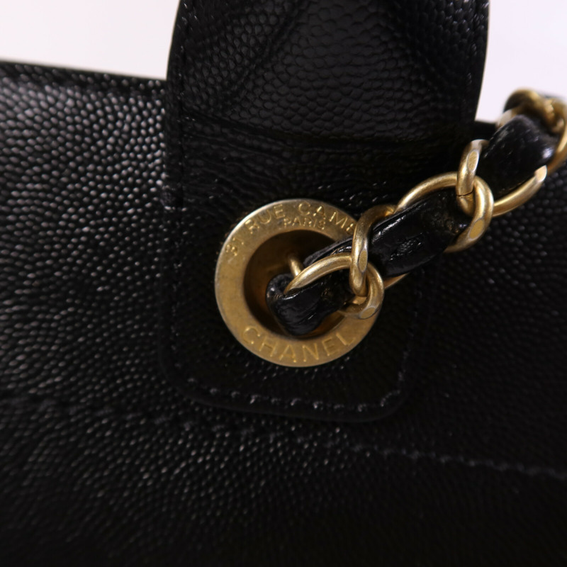 CHANEL 牛皮皮革Deauville金扣鏈帶肩背袋-6