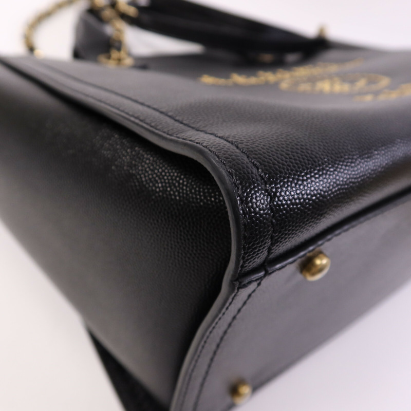 CHANEL 牛皮皮革Deauville金扣鏈帶肩背袋-9