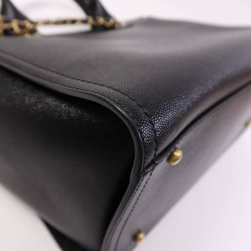 CHANEL 牛皮皮革Deauville金扣鏈帶肩背袋-11