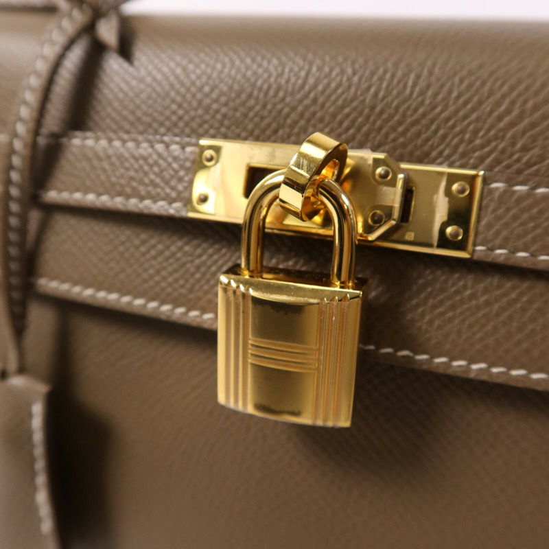HERMES Epsom皮革Kelly 25金扣手挽肩背兩用袋-6