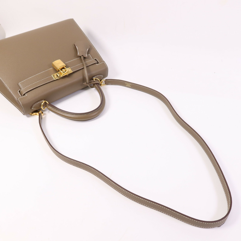 HERMES Epsom皮革Kelly 25金扣手挽肩背兩用袋-8