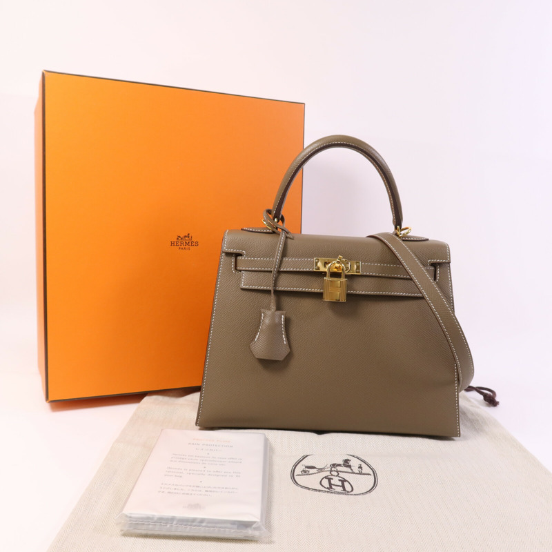 HERMES Epsom皮革Kelly 25金扣手挽肩背兩用袋-9