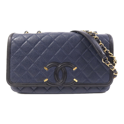 CHANEL 牛皮皮革Shoulder Bag金扣鏈帶肩背袋
