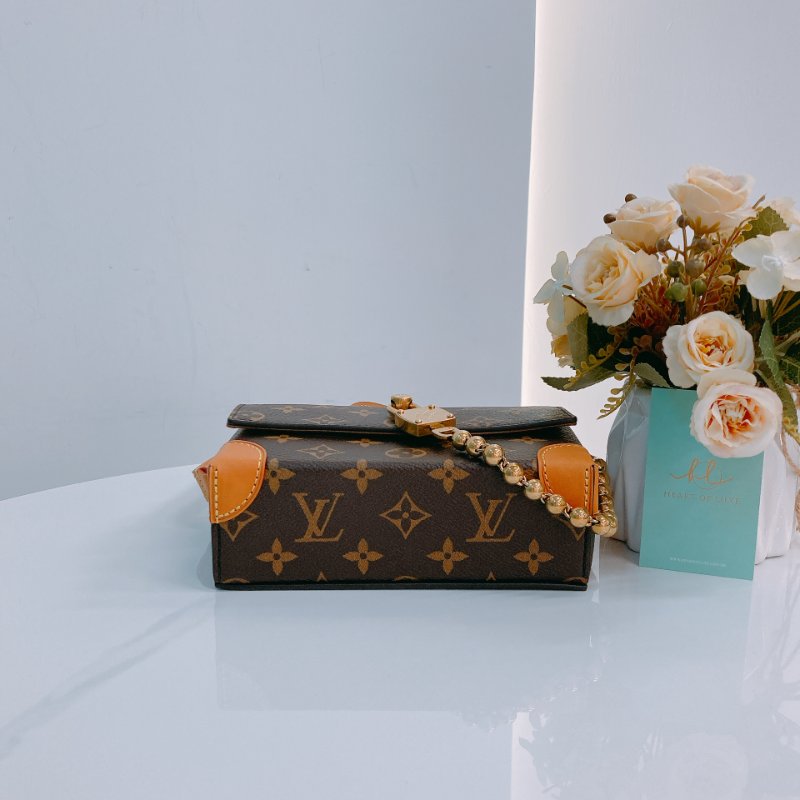 MS0497 Louis Vuitton 路易威登 斜背 小軟箱 鎖頭 帆布 金扣 Steamer Canvas Monogram x GHW-4