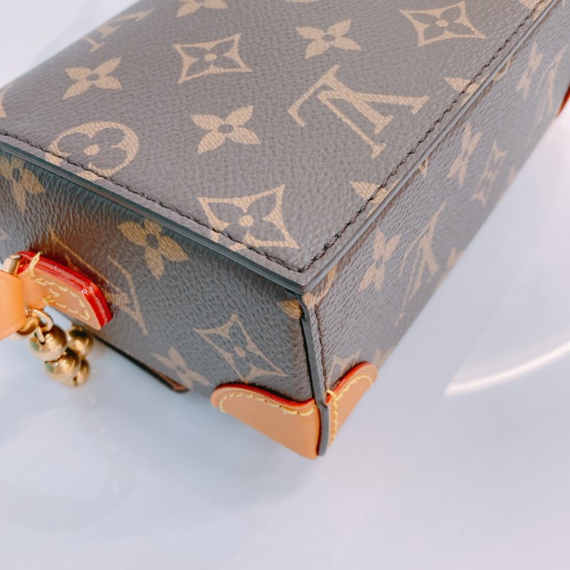 MS0497 Louis Vuitton 路易威登 斜背 小軟箱 鎖頭 帆布 金扣 Steamer Canvas Monogram x GHW-7