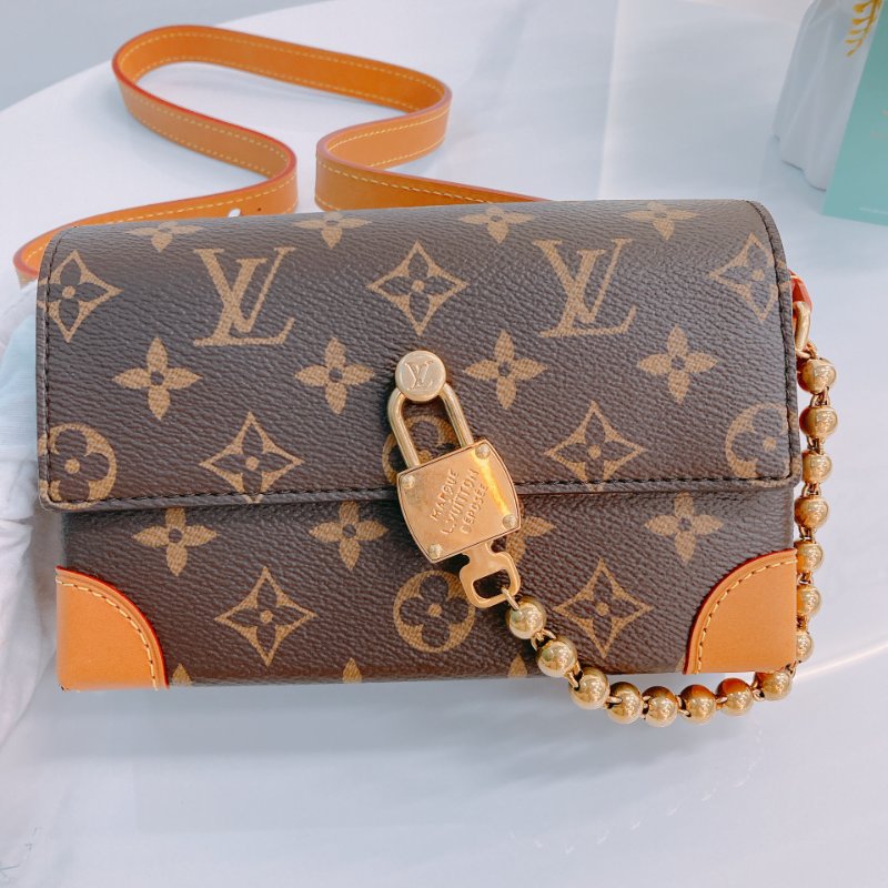 MS0497 Louis Vuitton 路易威登 斜背 小軟箱 鎖頭 帆布 金扣 Steamer Canvas Monogram x GHW-11