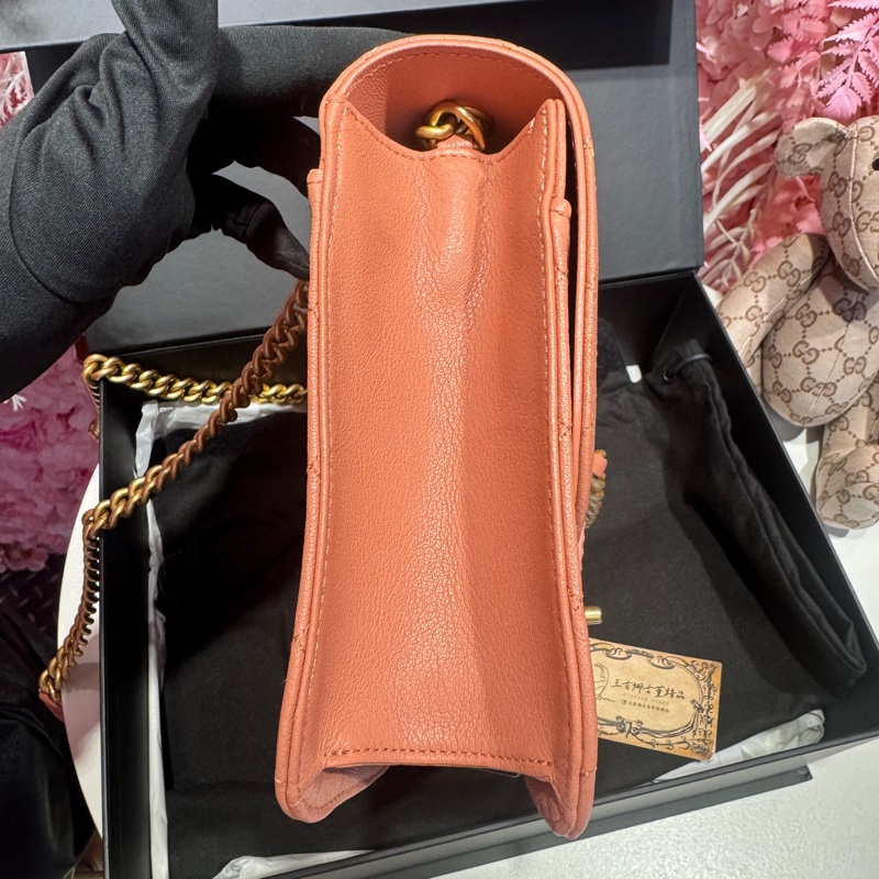 Chanel 牛皮鮭魚粉鏈條斜背包/王吉娜古董精品-3