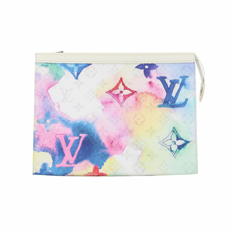 【包稅】LOUIS VUITTON M80460 限量版水彩 Pochette Voyage MM 手拿包 34984Y-0
