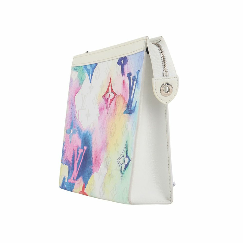 【包稅】LOUIS VUITTON M80460 限量版水彩 Pochette Voyage MM 手拿包 34984Y-1