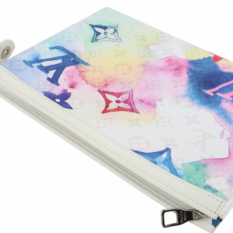 【包稅】LOUIS VUITTON M80460 限量版水彩 Pochette Voyage MM 手拿包 34984Y-3