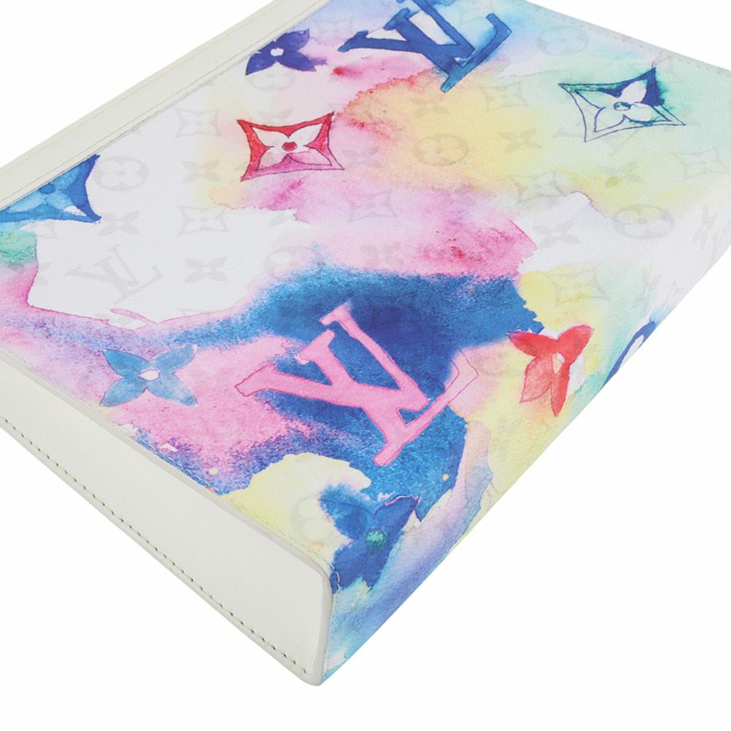 【包稅】LOUIS VUITTON M80460 限量版水彩 Pochette Voyage MM 手拿包 34984Y-4