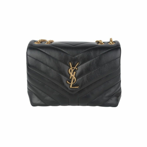 【包稅】SAINT LAURENT Monogram Matelassé Loulou 小號斜背包，金色飾邊，494699