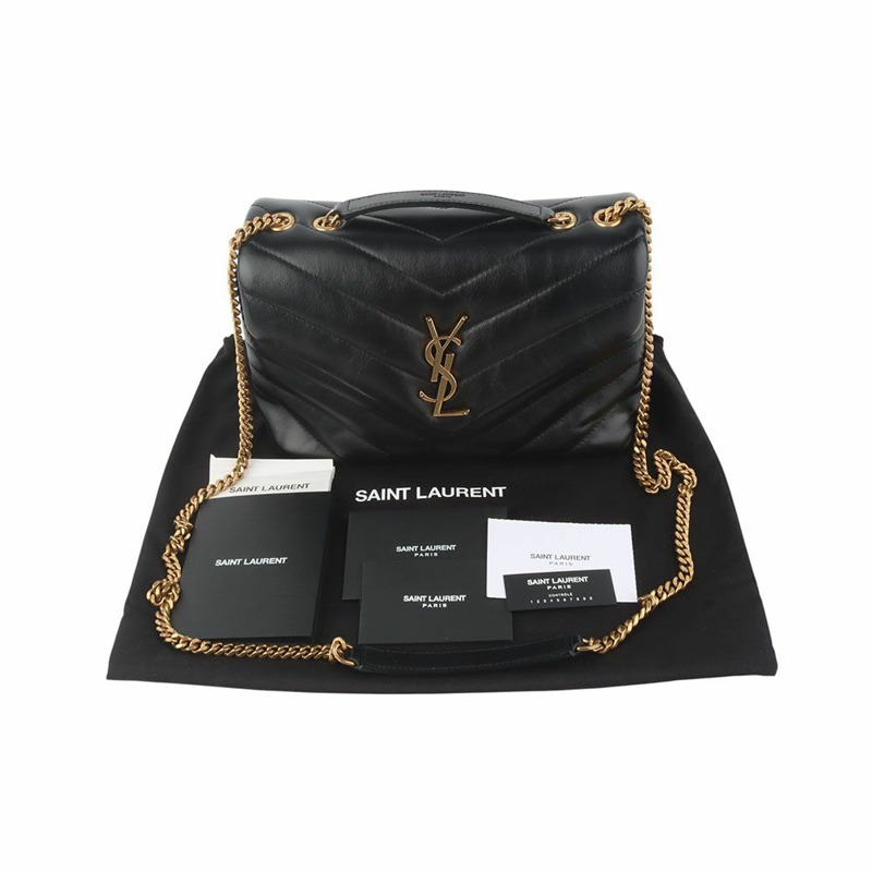 【包稅】SAINT LAURENT Monogram Matelassé Loulou 小號斜背包，金色飾邊，494699-7