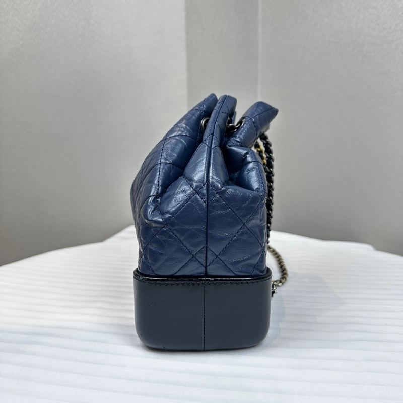香奈兒/Chanel Gabrielle Backpack 藍色/黑色小牛皮 金銀鏈帶後背包雙肩包小號流浪包 23x10x22.5cm-3
