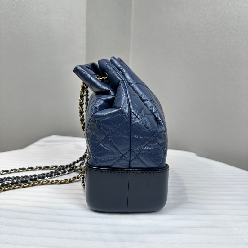 香奈兒/Chanel Gabrielle Backpack 藍色/黑色小牛皮 金銀鏈帶後背包雙肩包小號流浪包 23x10x22.5cm-4