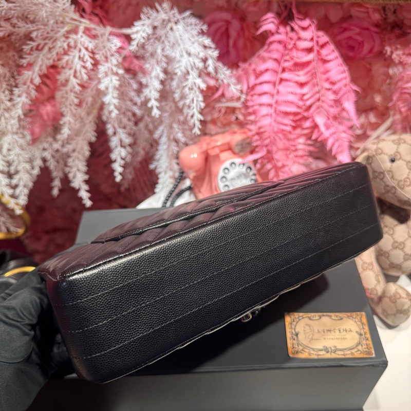 Chanel 荔枝黑銀CF25/斜背包/王吉娜古董精品-7