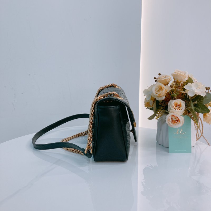 MS0498 Gucci 古馳 經典 中號 牛皮 黑金 GG Marmont Small Calfskin Black x GHW-2