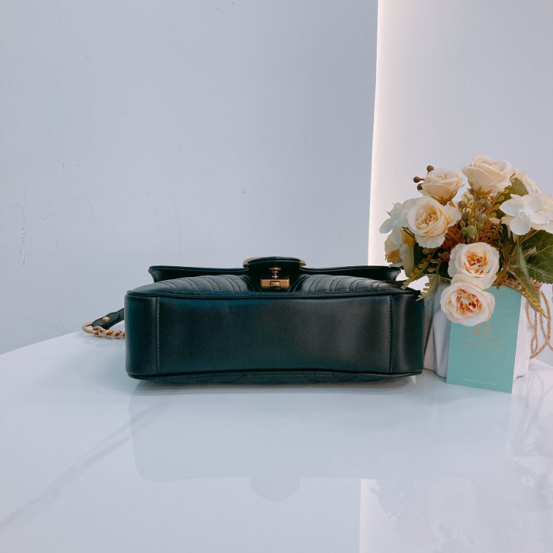 MS0498 Gucci 古馳 經典 中號 牛皮 黑金 GG Marmont Small Calfskin Black x GHW-4