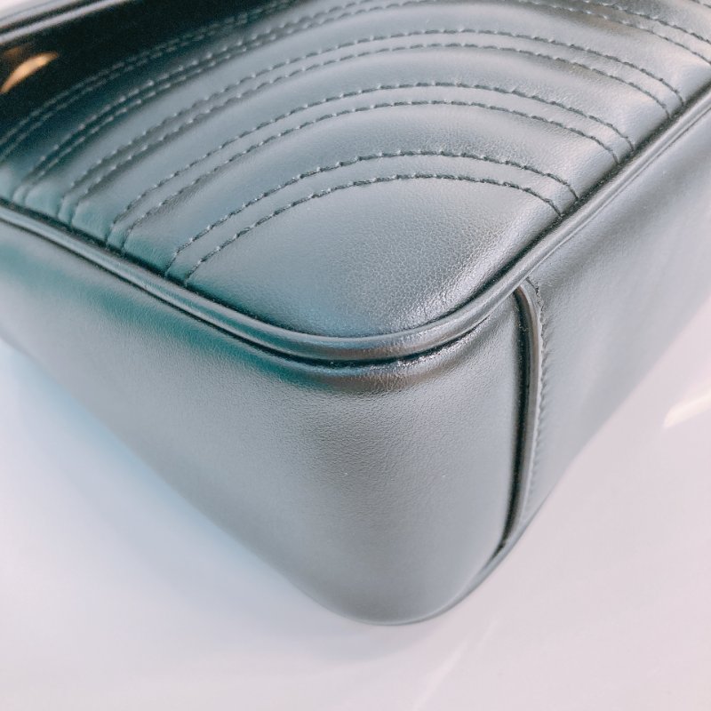 MS0498 Gucci 古馳 經典 中號 牛皮 黑金 GG Marmont Small Calfskin Black x GHW-5