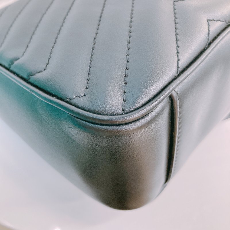 MS0498 Gucci 古馳 經典 中號 牛皮 黑金 GG Marmont Small Calfskin Black x GHW-7