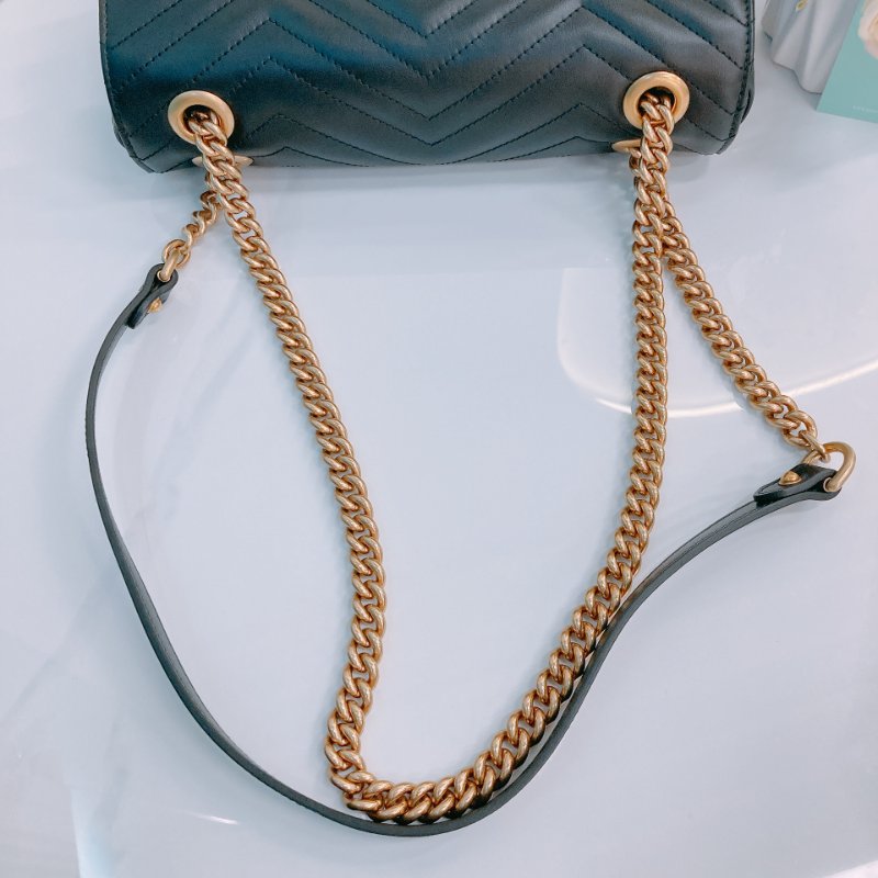 MS0498 Gucci 古馳 經典 中號 牛皮 黑金 GG Marmont Small Calfskin Black x GHW-10