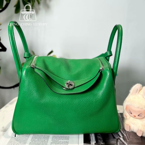 🌈Hermes💚Lindy 30💚竹子綠色銀扣🌈98新🌟TC皮🌟愛馬仕🌟