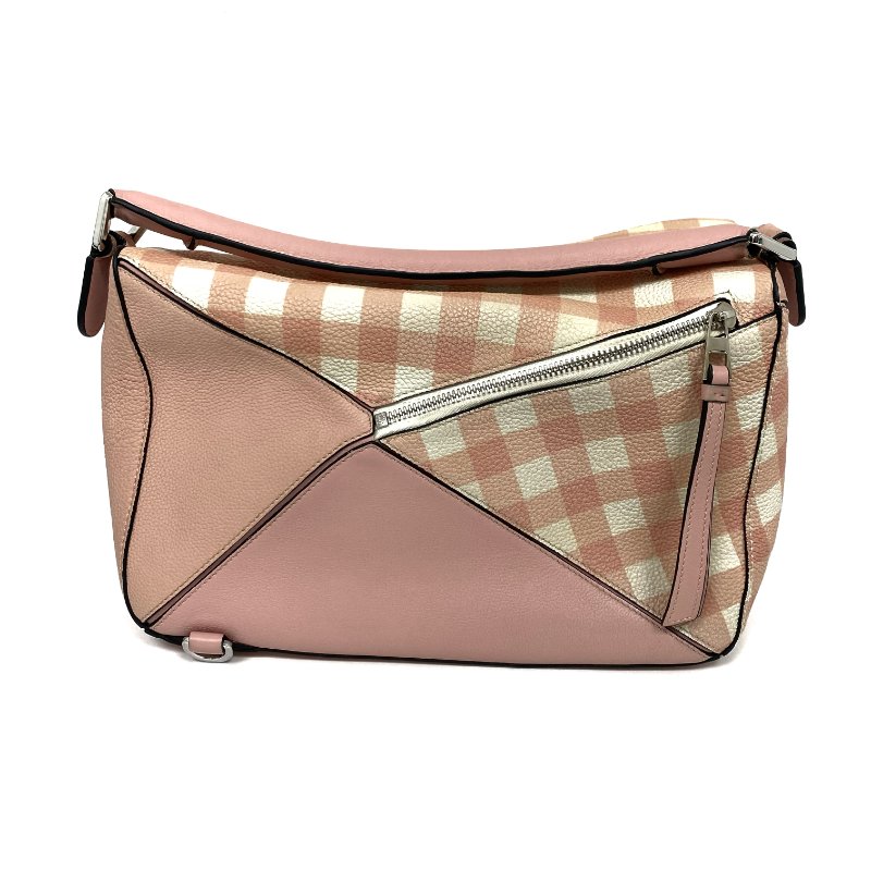 ☆ Loewe 羅意威 Pink Checked Calfskin Puzzle 2Way Bag 粉紅色小牛皮兩用袋 - 257025240-2