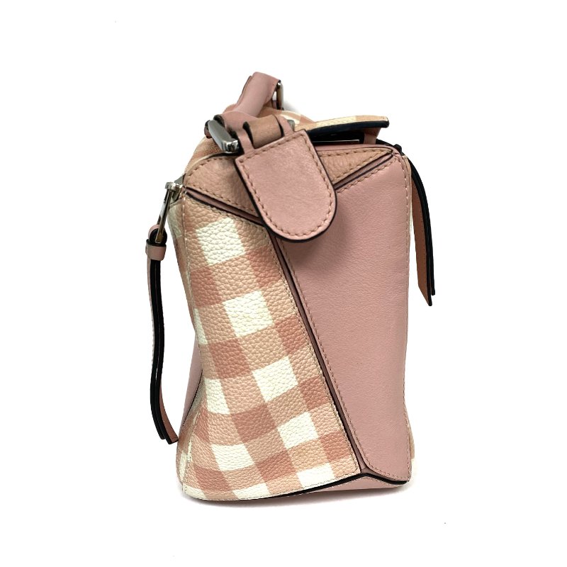 ☆ Loewe 羅意威 Pink Checked Calfskin Puzzle 2Way Bag 粉紅色小牛皮兩用袋 - 257025240-4