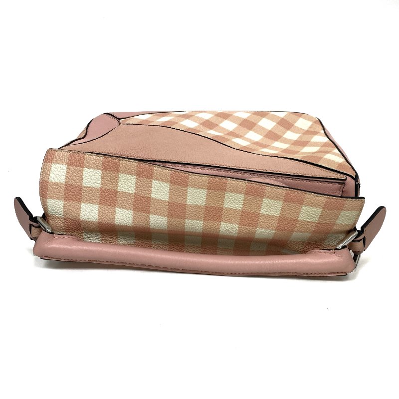 ☆ Loewe 羅意威 Pink Checked Calfskin Puzzle 2Way Bag 粉紅色小牛皮兩用袋 - 257025240-6