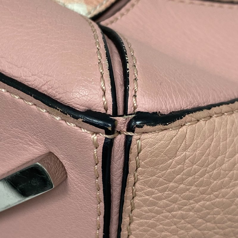 ☆ Loewe 羅意威 Pink Checked Calfskin Puzzle 2Way Bag 粉紅色小牛皮兩用袋 - 257025240-8