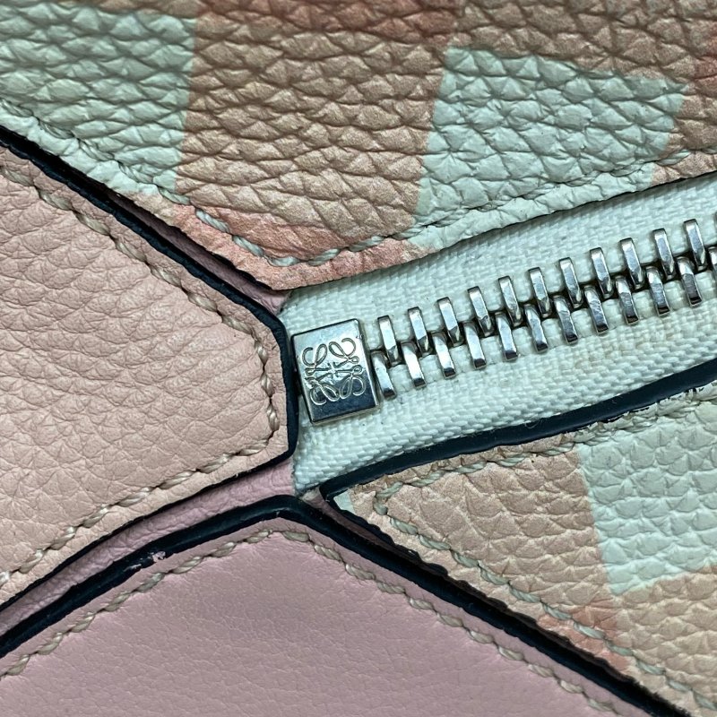 ☆ Loewe 羅意威 Pink Checked Calfskin Puzzle 2Way Bag 粉紅色小牛皮兩用袋 - 257025240-11