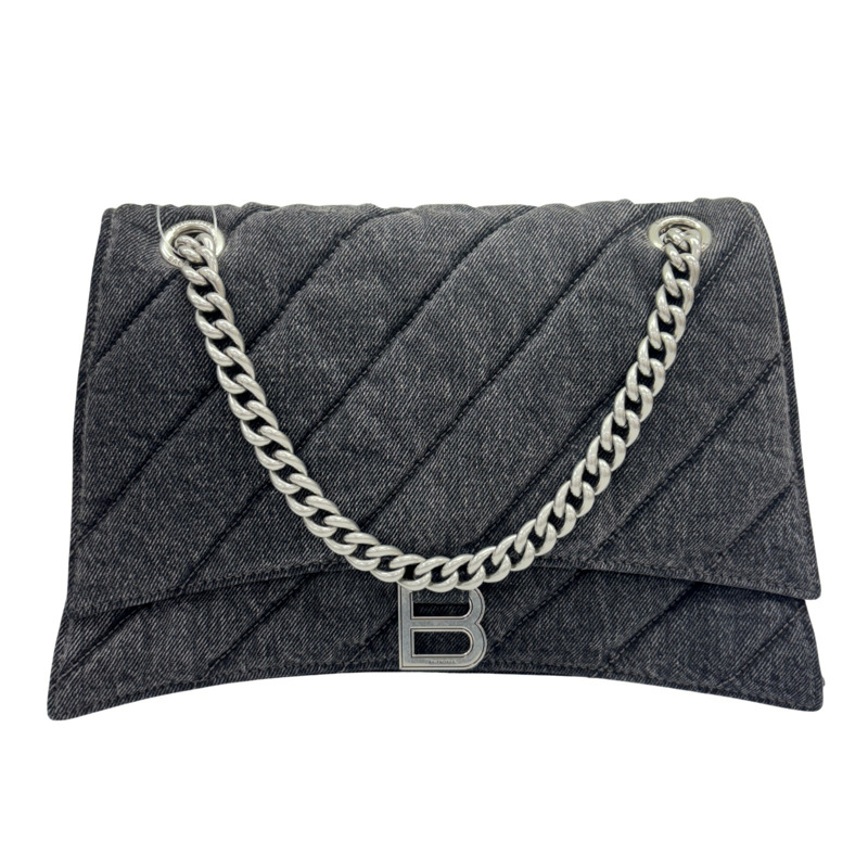 黑色 牛仔布 Crush 肩背包【BALENCIAGA 巴黎世家】 716393-0