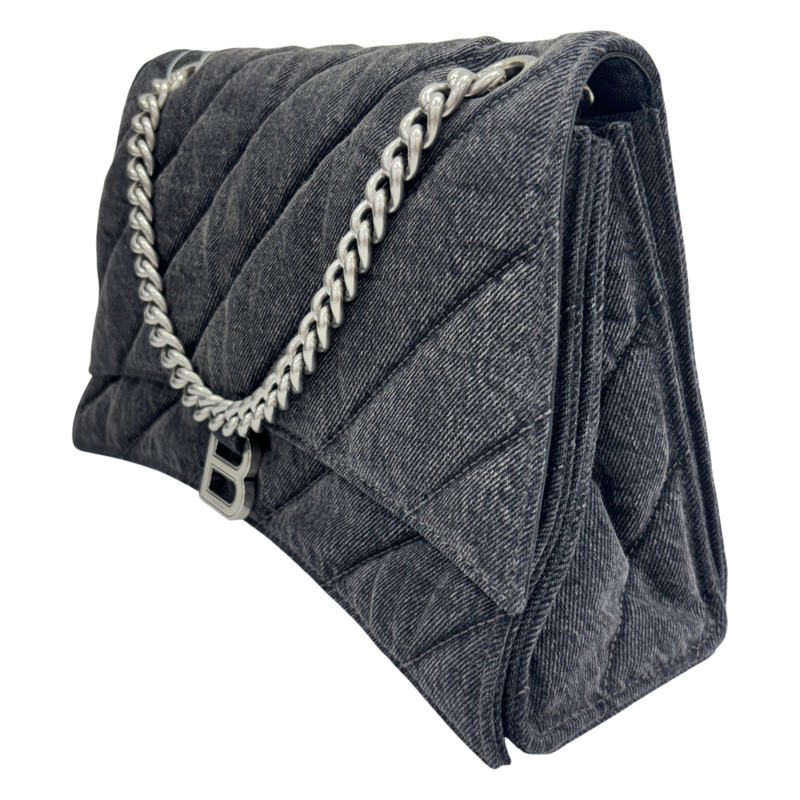 黑色 牛仔布 Crush 肩背包【BALENCIAGA 巴黎世家】 716393-1