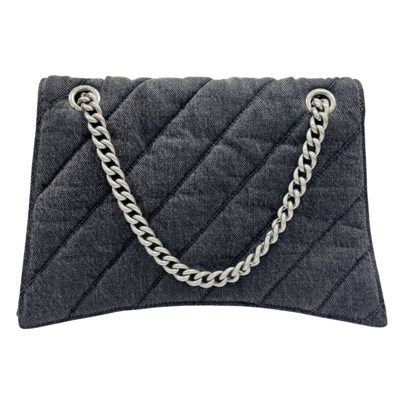 黑色 牛仔布 Crush 肩背包【BALENCIAGA 巴黎世家】 716393-2