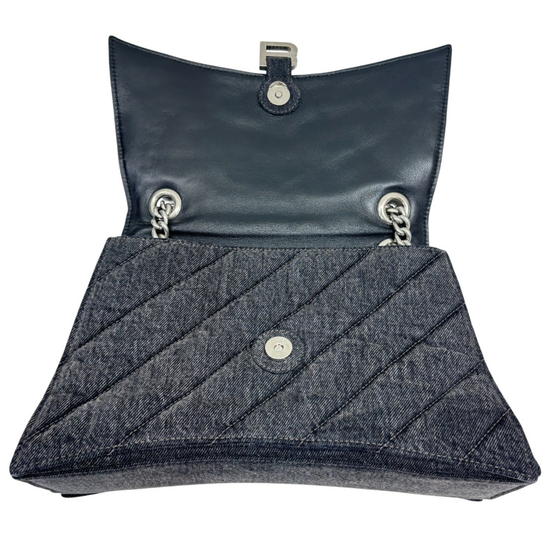 黑色 牛仔布 Crush 肩背包【BALENCIAGA 巴黎世家】 716393-4