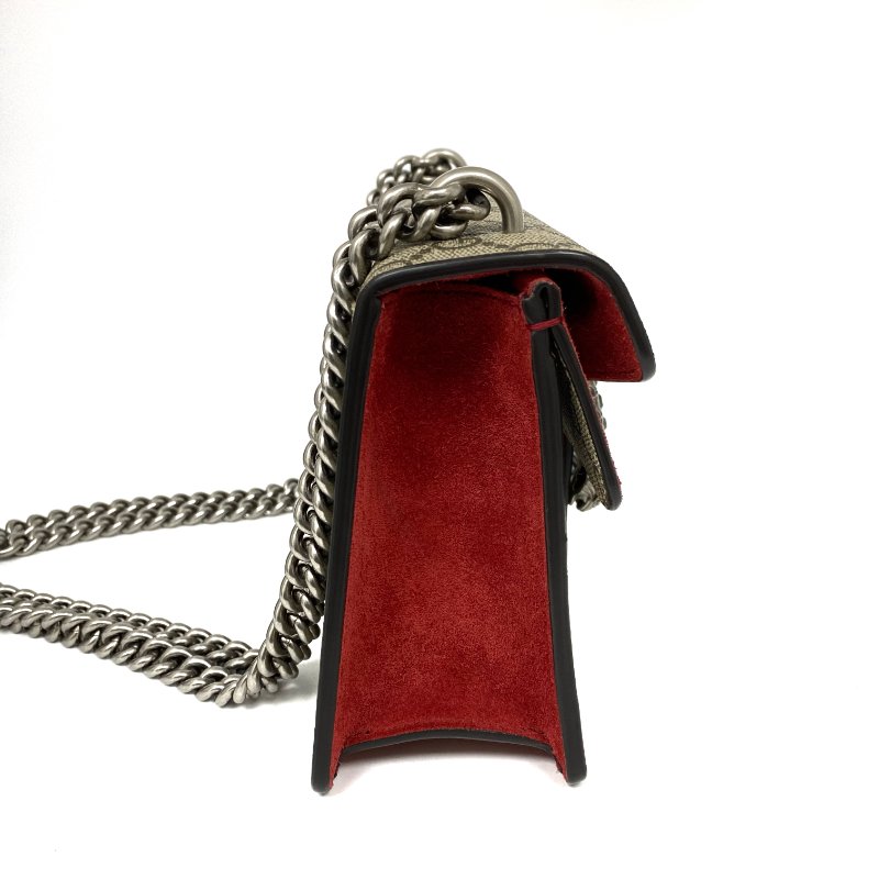 △ Gucci 古馳 Beige And Red Coated Canvas Suede Dionysus Chain Shoulder Bag 499623 淺褐色和紅色塗層帆布和麂皮鎖鏈肩背袋 - 257026165-4
