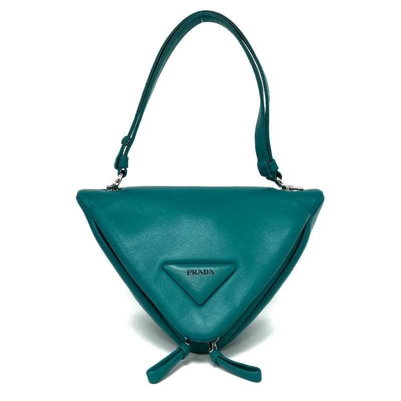 ☆ Prada 普拉達 Blue Green Lambskin Shoulder Bag 藍綠色小羊皮肩背袋 - 257026471-1