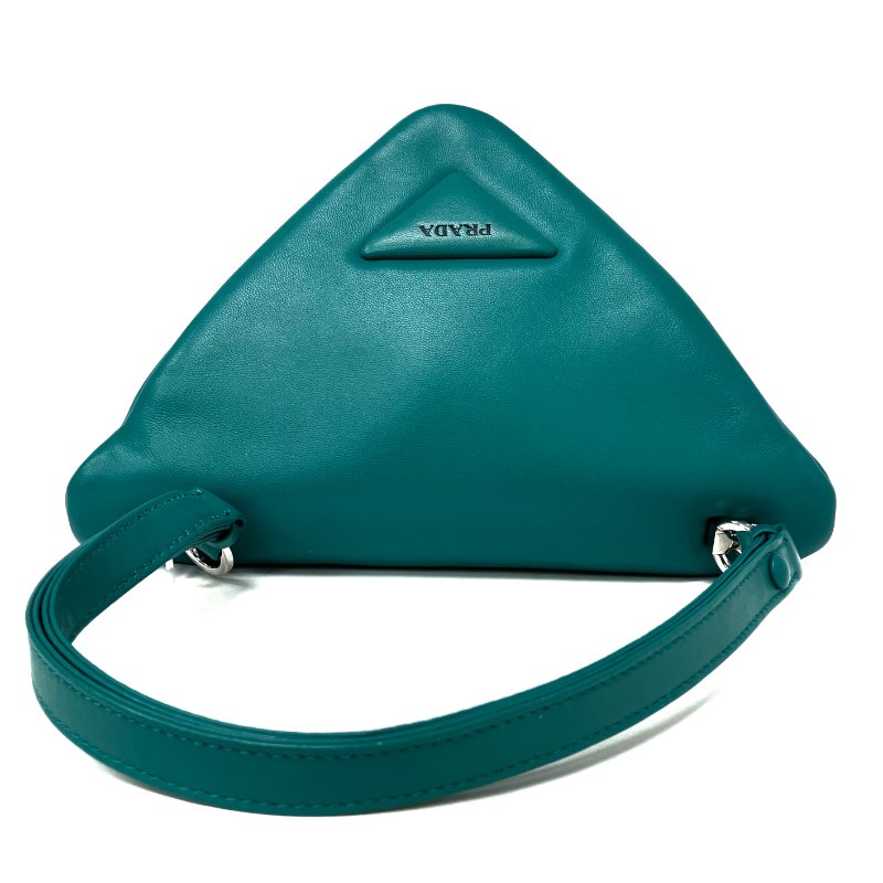 ☆ Prada 普拉達 Blue Green Lambskin Shoulder Bag 藍綠色小羊皮肩背袋 - 257026471-7