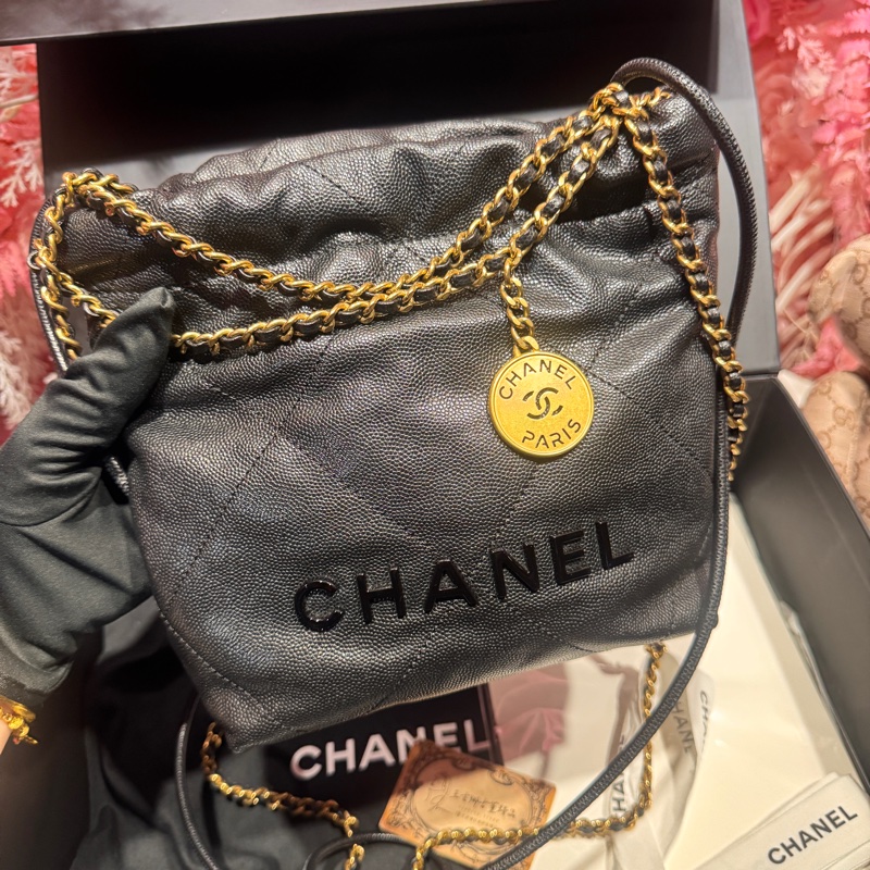 Chanel 22bag soblack斜背包/王吉娜古董精品-0