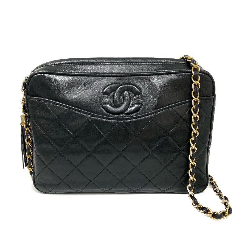 △ Chanel 香奈兒 Black Calfskin Gold Tone Metal Vintage Fringe Chain Shoulder Bag No.0 黑色小牛皮金色金屬鎖鏈肩背袋No.0 - 257026839-1