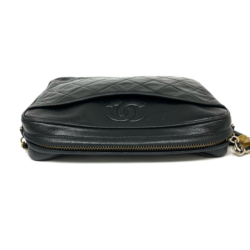 △ Chanel 香奈兒 Black Calfskin Gold Tone Metal Vintage Fringe Chain Shoulder Bag No.0 黑色小牛皮金色金屬鎖鏈肩背袋No.0 - 257026839-6