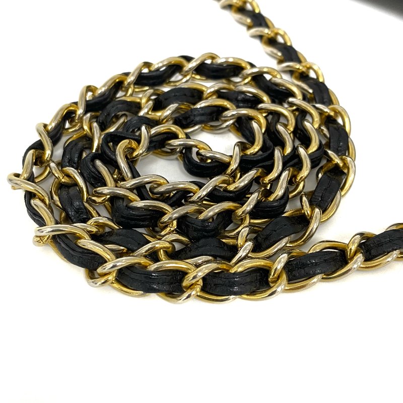 △ Chanel 香奈兒 Black Calfskin Gold Tone Metal Vintage Fringe Chain Shoulder Bag No.0 黑色小牛皮金色金屬鎖鏈肩背袋No.0 - 257026839-7