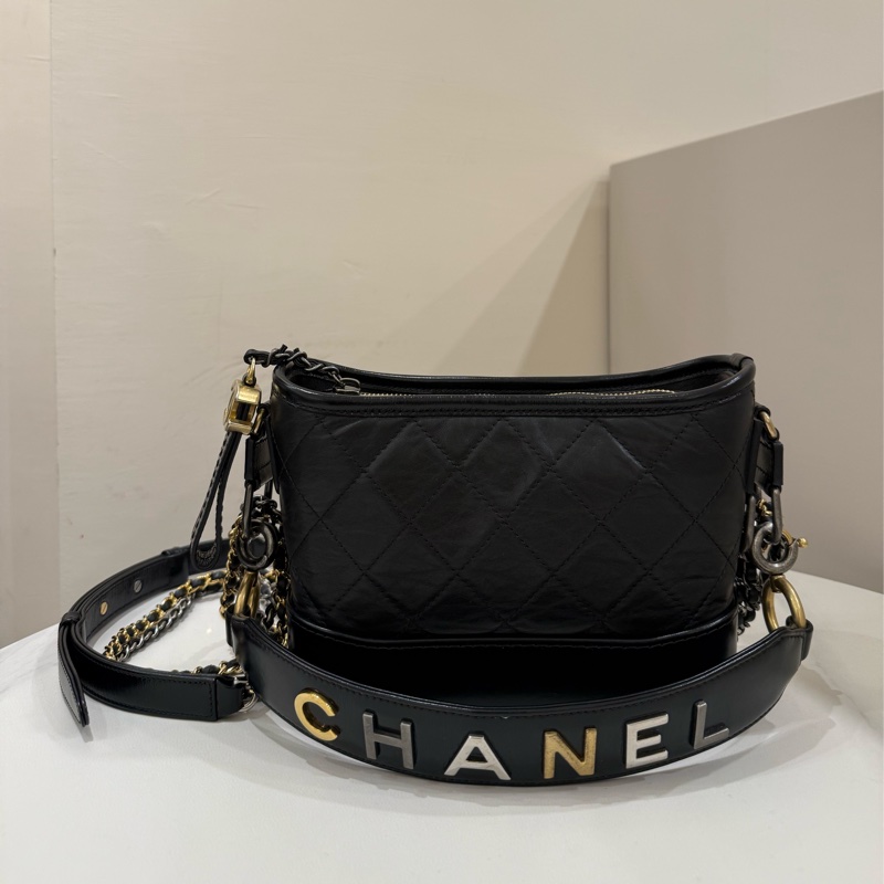 （甜價美包）Chanel 香奈兒 限量提把流浪包黑金小號-0