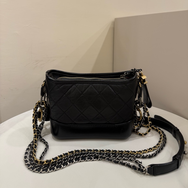 （甜價美包）Chanel 香奈兒 限量提把流浪包黑金小號-1