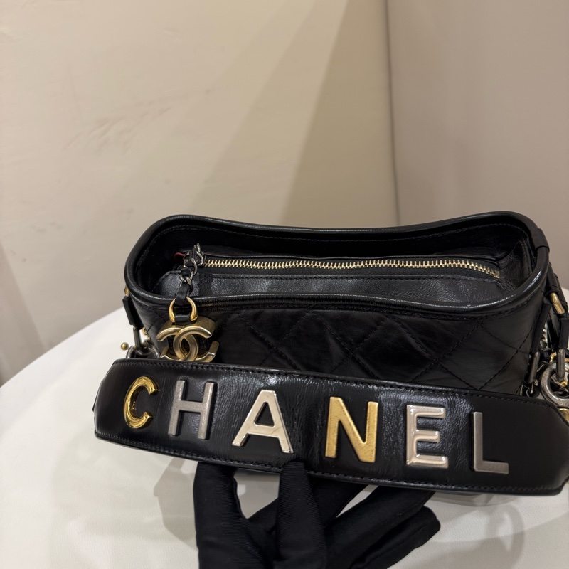 （甜價美包）Chanel 香奈兒 限量提把流浪包黑金小號-3