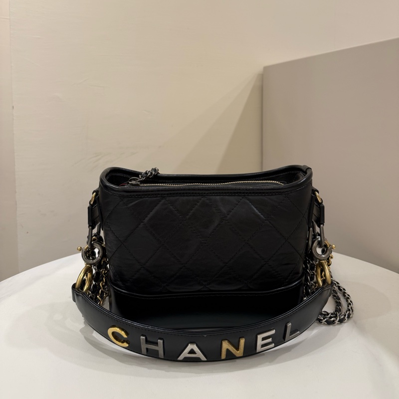 （甜價美包）Chanel 香奈兒 限量提把流浪包黑金小號-9