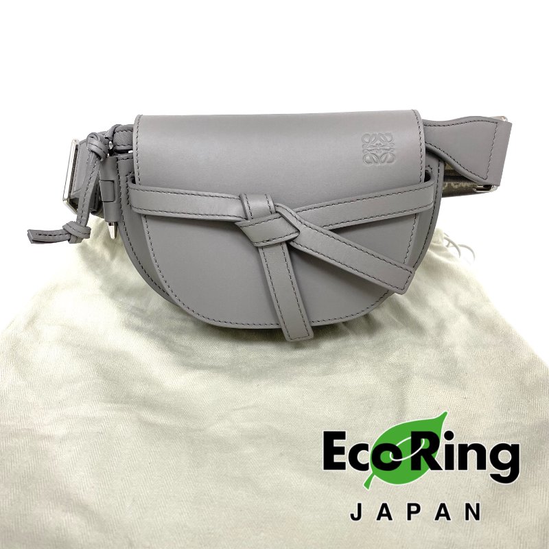 △ Loewe 羅意威 Grey Calfskin Mini Gate Shoulder Bag 灰色小牛皮肩背袋 - 257026567-0