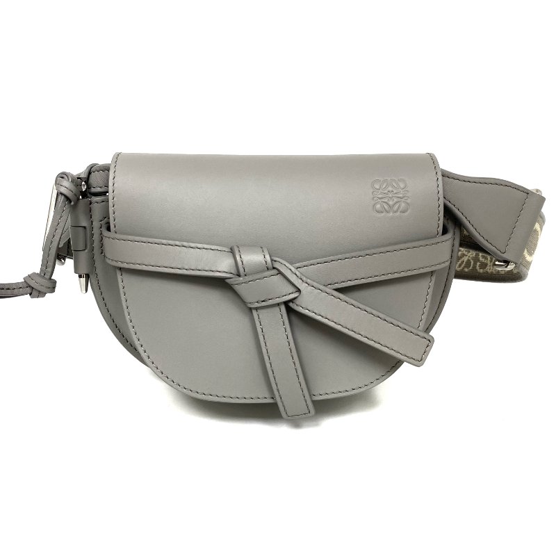 △ Loewe 羅意威 Grey Calfskin Mini Gate Shoulder Bag 灰色小牛皮肩背袋 - 257026567-1