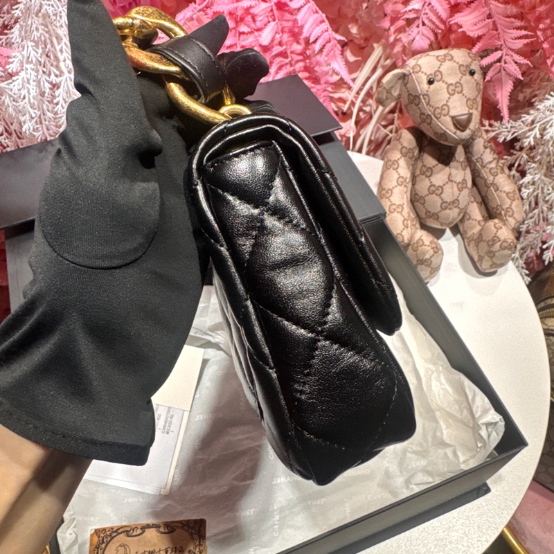 Chanel 黑金肩背包鏈條包/王吉娜古董精品-3