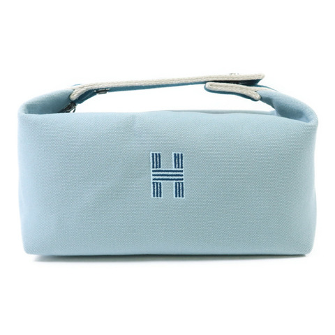 HERMES 帆布Bride-A-Brac Small銀扣手挽袋